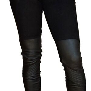 RAG & BONE REAL LAMB LEATHER PANEL BLACK MOTO JEANS SIZE 25